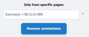 Only from specific pages: the box with its Examples placeholder and help bubble, above the Remove annotations button