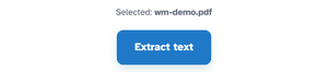 Selected: wm-demo.pdf above the blue Extract text button